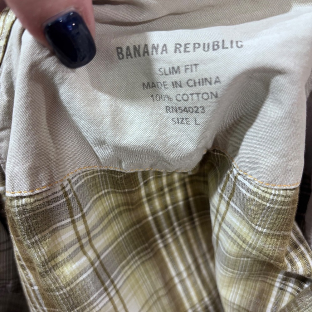 Banana Republic Mens Slim Fit Plaid Long Sleeve Button Down Shirt Size L‎ - Picture 4 of 9